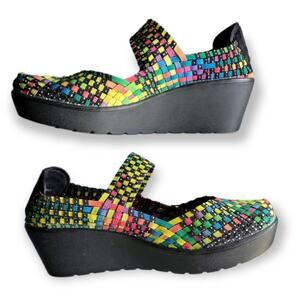 Steve Madden‎ Brice Mary Jane Women’s 10 Multicolor Woven Platform Wedge Comfort